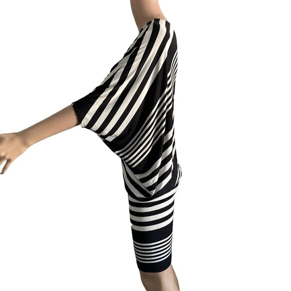 Voxx Dress Womens Small Black White Striped Bodycon Stretch Off Shoulder - Picture 11 of 12